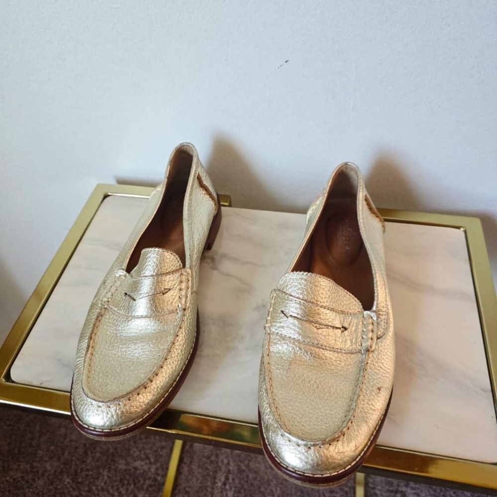 Sperry Top Sider Seaport Penny Loafer Metallic Gold Leather Women’s Size 8M